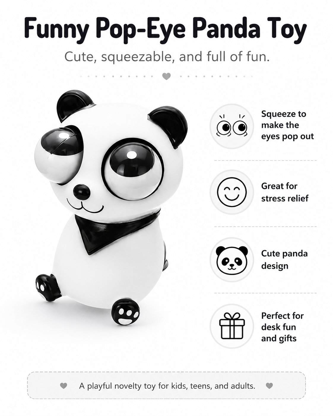 Squeeze Pop-Eye Panda Stress Relief Toy – Funny Squishy Desk Toy