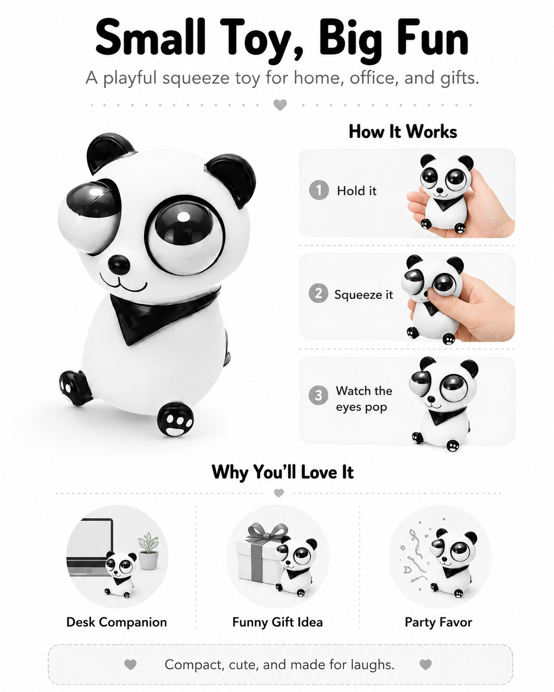 Squeeze Pop-Eye Panda Stress Relief Toy – Funny Squishy Desk Toy